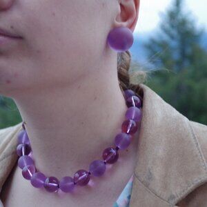 Vintage Purple Lucite Necklace & Earrings